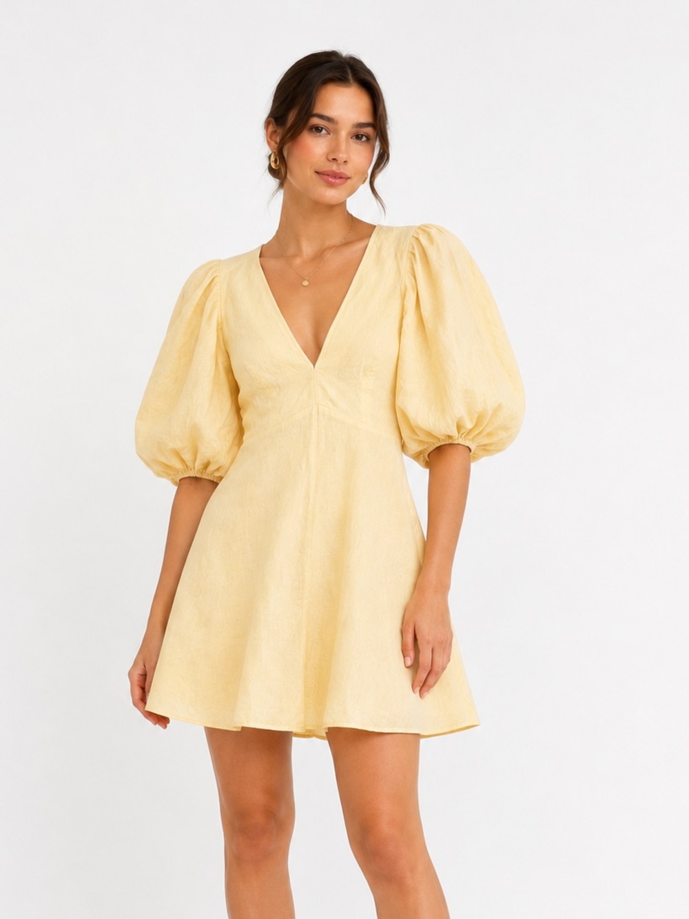 Zimmermann linen puff sleeve mini dress with pockets size 1 (medium) Us 6